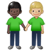 🧑🏿‍🤝‍🧑🏼 people holding hands: dark skin tone, medium-light skin tone display on Samsung